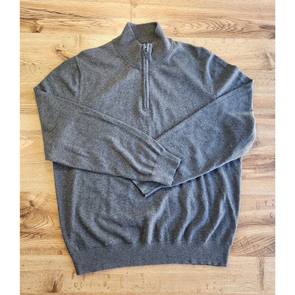 JOS A BANK Traveler Mens Size XL Grey 100% Pima Cotton Zip Mock Neck‎ Sweater